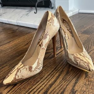 Michael Kors Neutral Snakeskin Pointed-Toe Stiletto Heels
